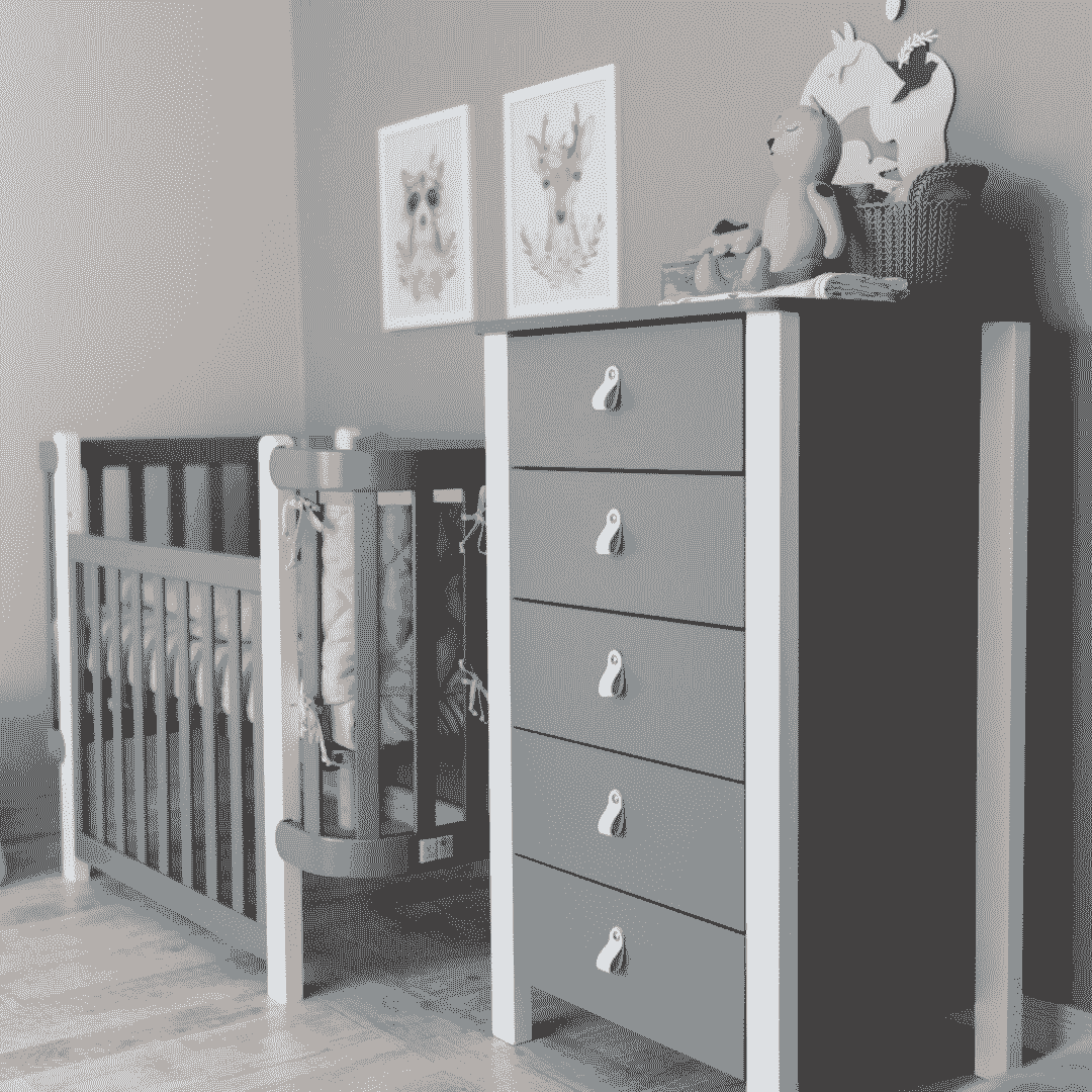 Dětská komoda Zukko Gekko Kids, 60x50x104cm, Grafitová / Bílá